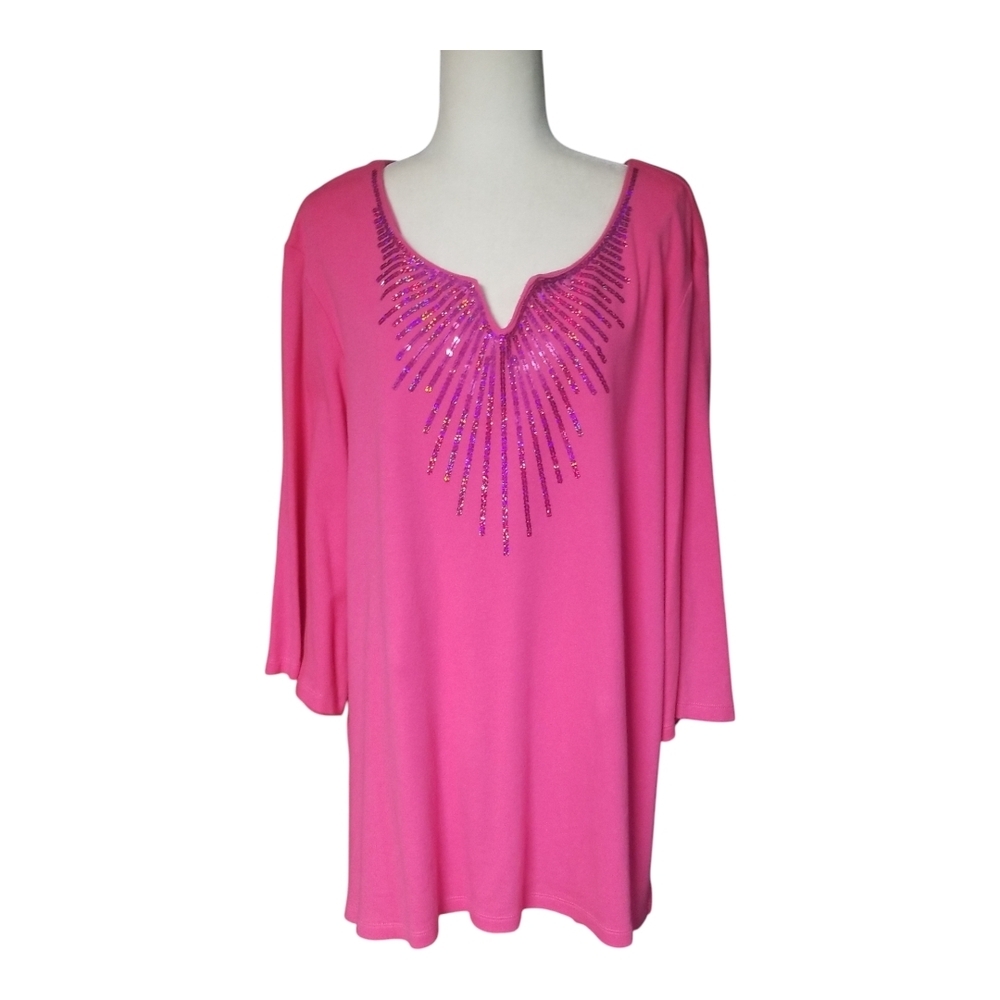 Quacker Factory Fuchsia Tunic with  Sequin Accents